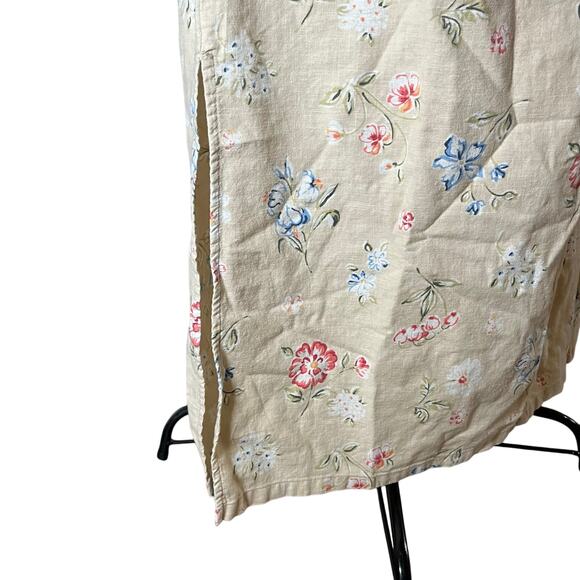 Vtg Y2K 2000s Floral Linen Maxi Skirt Sz L Cottagecore Fairycore Romantic - Picture 6 of 8